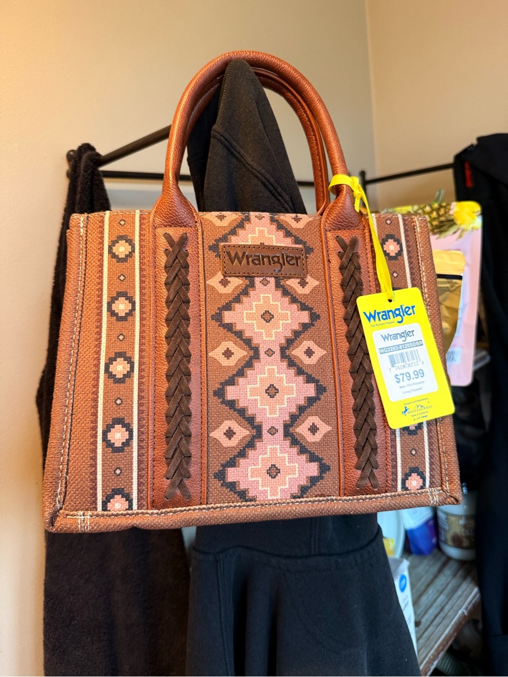 Wrangler Brown & Pink Southwestern Satchel